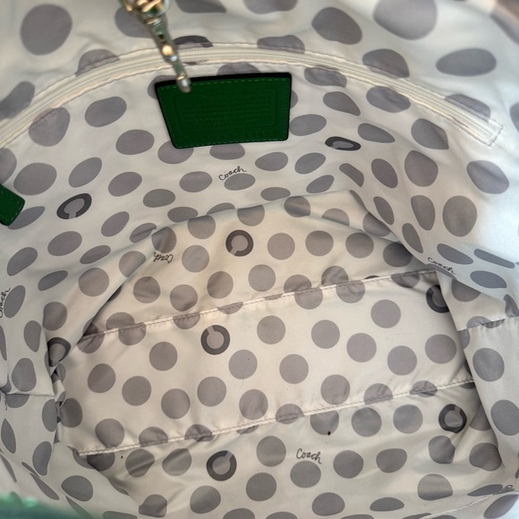 Coach Julia Op Art Perry Leather Tote Rare Green Colorway Authentic Large EUC - Picture 9 of 16